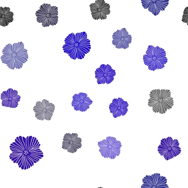 Dark Blue Vector Seamless Doodle Texture Flowers Decorative Design Flowers — Stock Vector