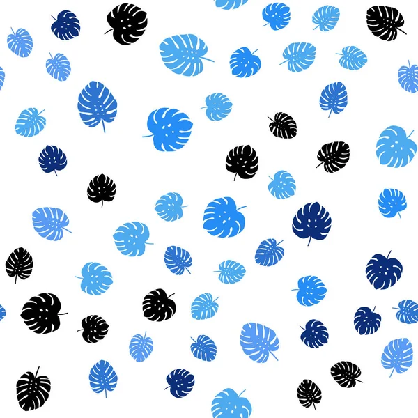 Hellblauer Vektor Nahtloses Natürliches Muster Mit Blättern Skizzenhafte Kritzeleien Mit — Stockvektor