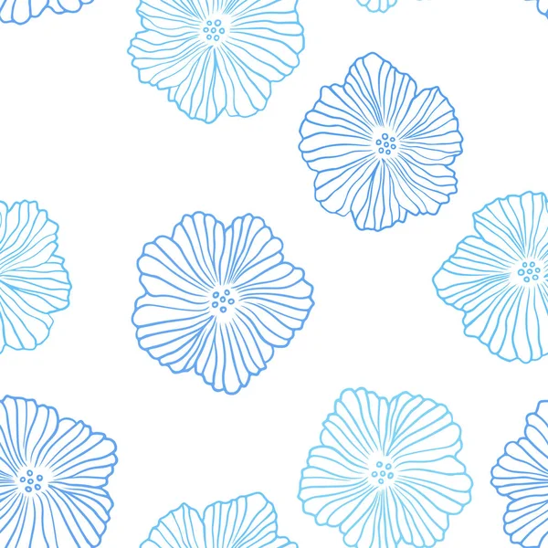 Hellblaue Vektor Nahtlose Gekritzeltextur Mit Blumen Blumen Mit Farbverlauf Auf — Stockvektor
