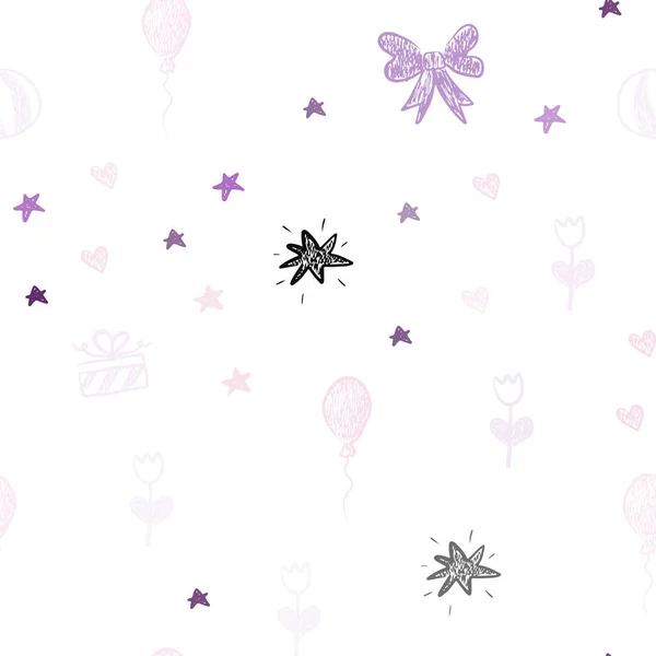Ligero Vector Púrpura Textura Sin Costuras Con Regalos Cumpleaños Ilustración — Vector de stock