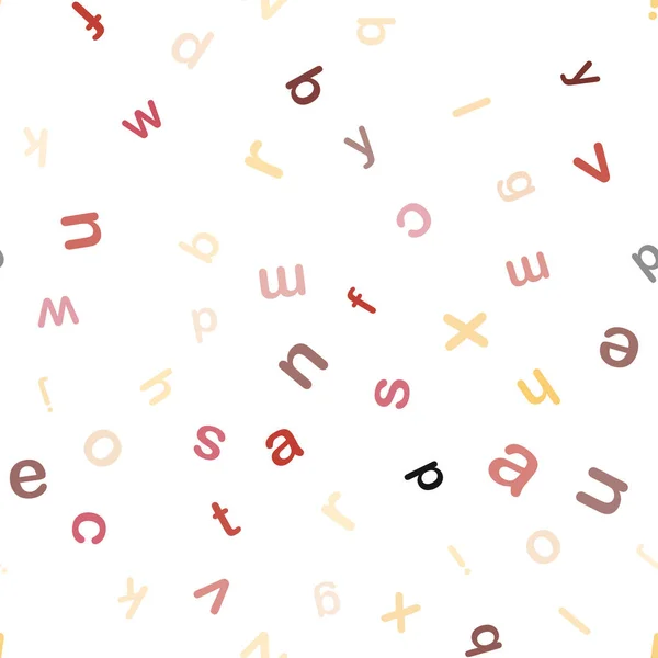 明るい赤 Abc の文字と黄色ベクトル シームレスなテクスチャ Abc 英語記号でモダンな幾何学的な図 窓のブラインド カーテンのためのテクスチャ — ストックベクタ
