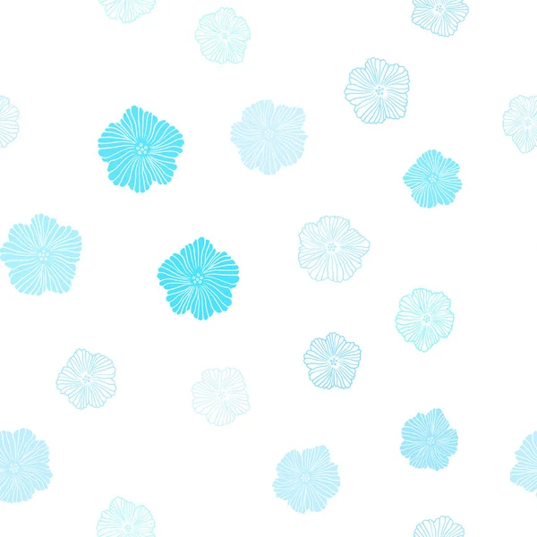 Light Blue Green Vector Seamless Elegant Template Flowers Sketchy Doodle — Stock Vector