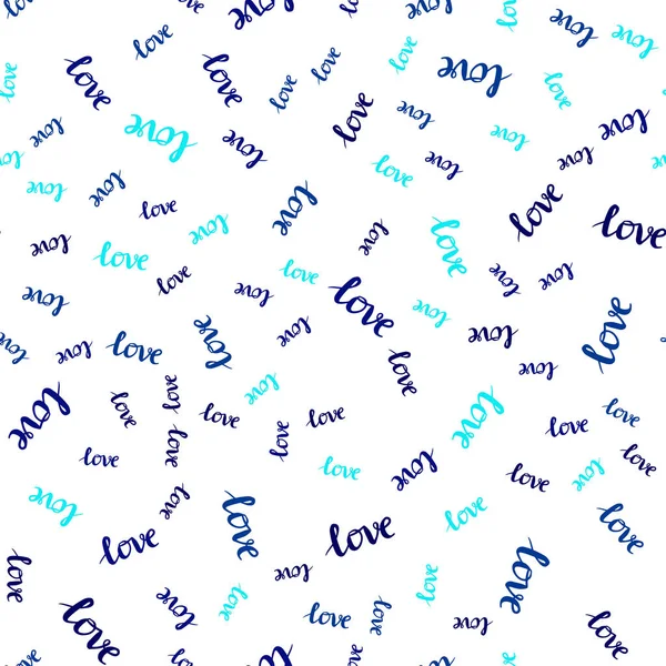 Dark Blue Vector Seamless Template Text Love You Illustration Colorful — Stock Vector