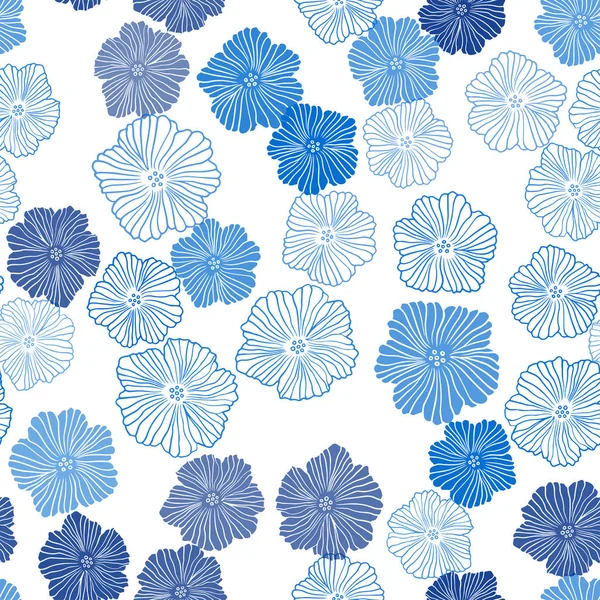 Luz Azul Vector Diseño Garabatos Sin Costura Con Flores Diseño — Archivo Imágenes Vectoriales