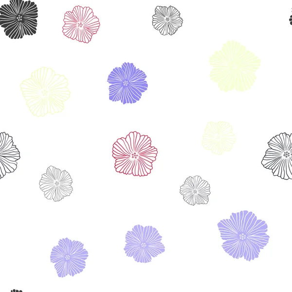Ciemny Wektor Wielobarwny Bezszwowe Naturalne Kompozycje Kwiatów Ilustracja Kolorowy Stylu — Wektor stockowy