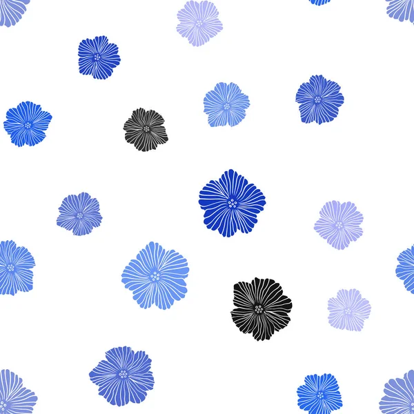 Růžová Modrá Vektorové Bezešvé Doodle Vzor Květy Barevné Ilustrace Stylu — Stockový vektor