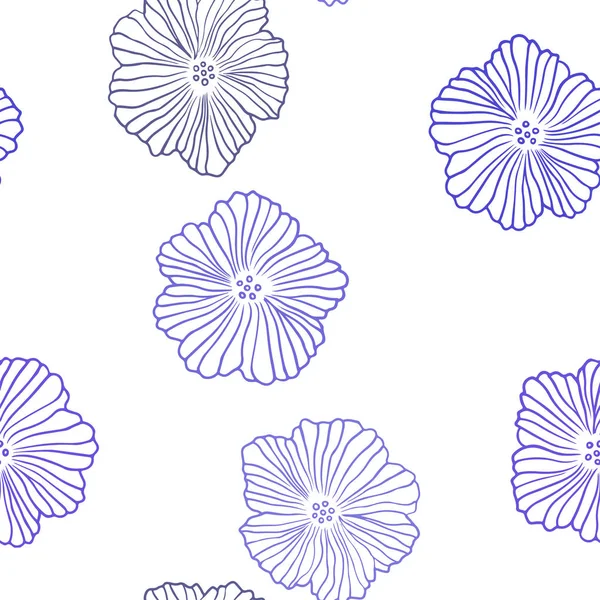 Mörk Blå Vektor Sömlös Doodle Mönster Med Blommor Lysande Färgade — Stock vektor