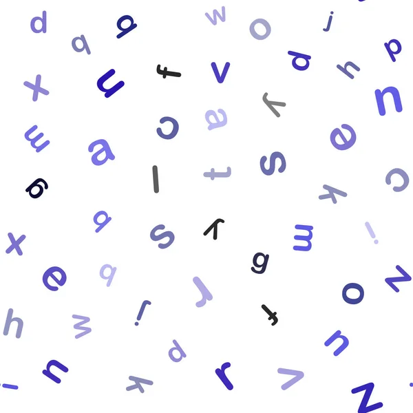 Dark Blue Vektor Bezešvé Pozadí Anglickými Symboly Zářící Ilustrace Symboly — Stockový vektor