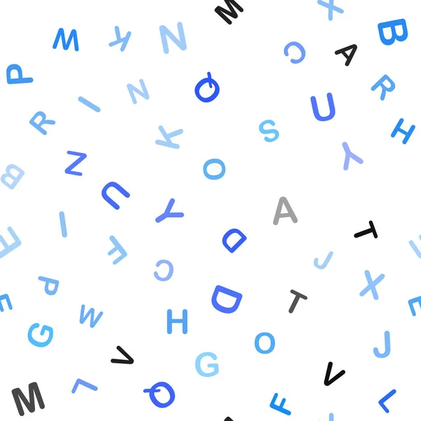 浅蓝色矢量无缝背景与英语符号 模糊的设计在简单的风格与字母表的标志 壁纸的设计模式 — 图库矢量图片