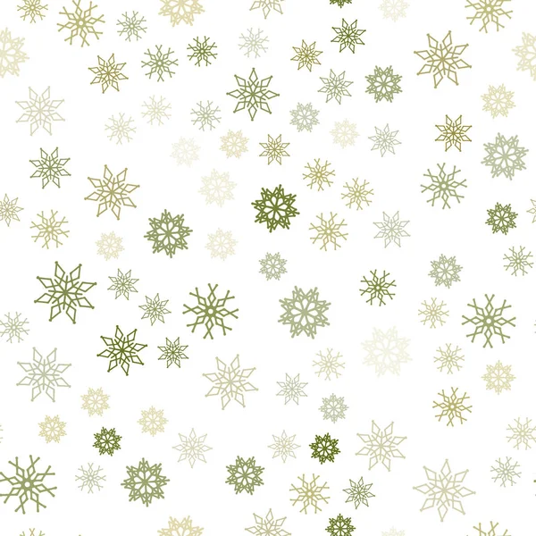 Fond Sans Couture Vert Clair Vecteur Jaune Avec Flocons Neige — Image vectorielle