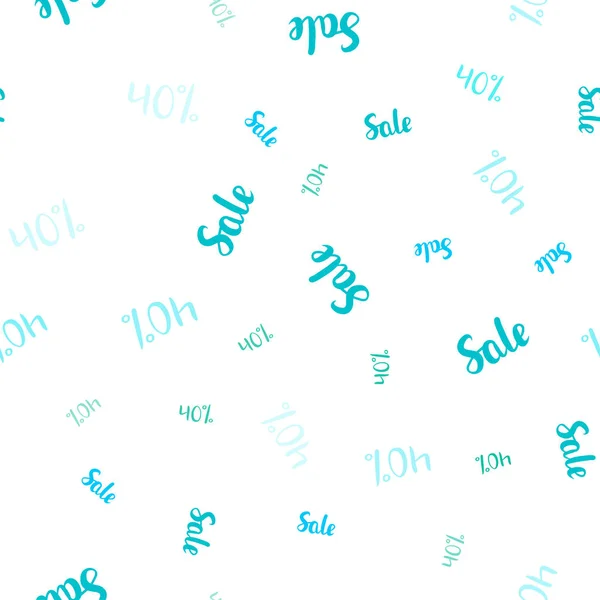Bleu Clair Motif Sans Couture Vectoriel Vert Avec Signes Pourcentage — Image vectorielle