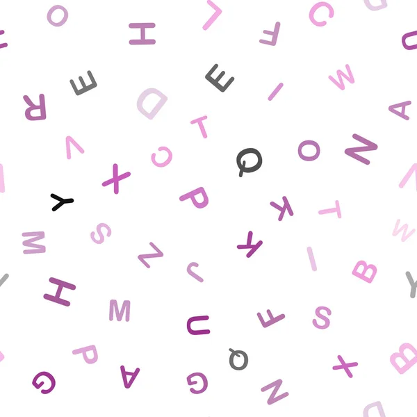 Plantilla Sin Costura Vectorial Rosa Claro Con Letras Aisladas Signos — Vector de stock