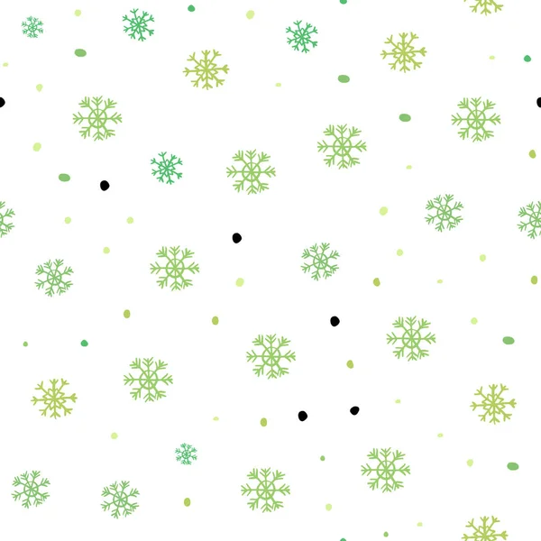 Hellgrüner Vektor Nahtloser Hintergrund Mit Weihnachtsschneeflocken Glitzernde Abstrakte Illustration Mit — Stockvektor