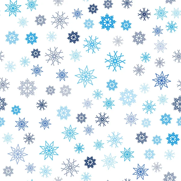Luz Azul Vector Sin Costura Cubierta Con Hermosos Copos Nieve — Vector de stock