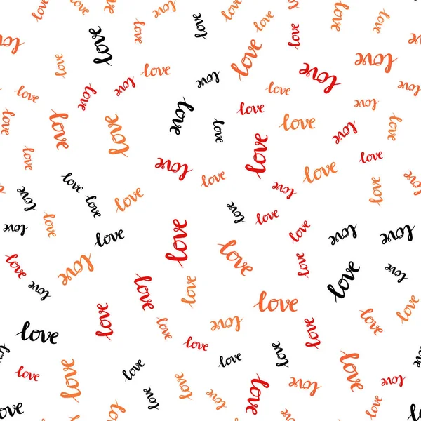 浅红色 黄色矢量无缝纹理与字爱你 用抽象风格的爱情词语装饰插图 面料制造商的设计 — 图库矢量图片