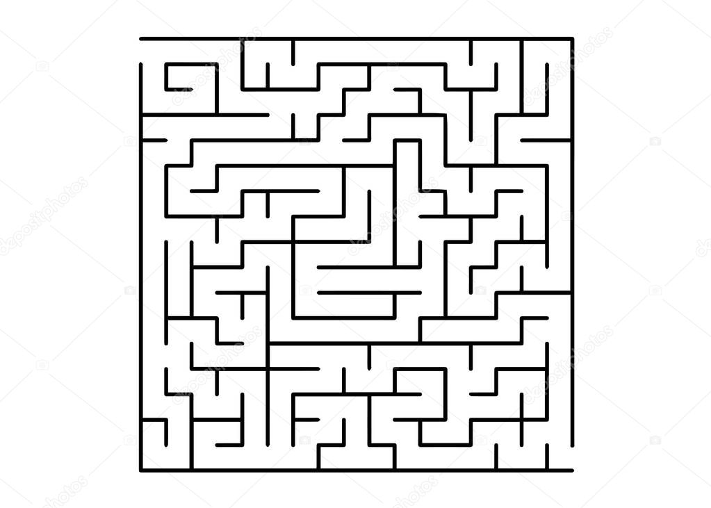 White vector texture with a black maze, game. Simple illustration with a maze on a white background. Pattern for educational magazines, books.