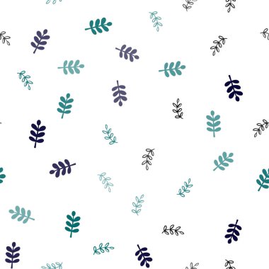 Koyu mavi, yeşil yaprakları ile sorunsuz doodle desen vektör. Doodle yaprakları gradyan ile Origami tarzında Illustration. Desen tasarım kumaş, duvar kağıtları.