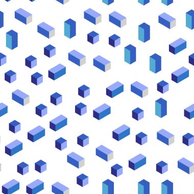 Koyu pembe, mavi kesintisiz, izometrik zemin rhombus ile vektör. Glitter soyut resim dikdörtgen şekiller ile. Tasarım için duvar kağıdı, kumaş üreticileri.