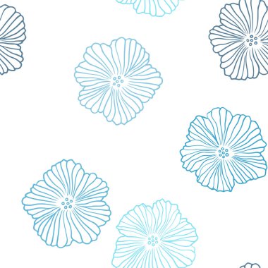 Açık mavi, yeşil vektör sorunsuz doodle arka plan çiçekler ile. Renkli resimde doodle tarzı çiçekli. Desen için modaya uygun kumaş, duvar kağıtları.