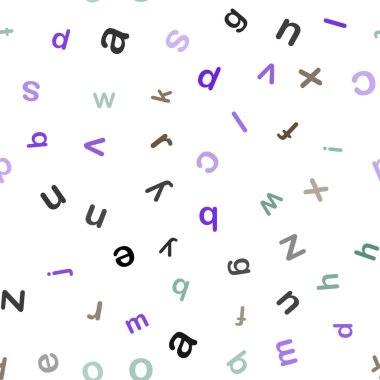 Abc karakterlerle karanlık çok renkli vektör sorunsuz doku. Bulanık tasarım alfabe belirtileri ile basit tarzı. Desen tasarım kumaş, duvar kağıtları.