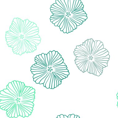 Işık yeşil vektör sorunsuz doodle düzen çiçekli. Renkli resimde doodle tarzı çiçekli. Doku pencere Panjur, perdeler için.