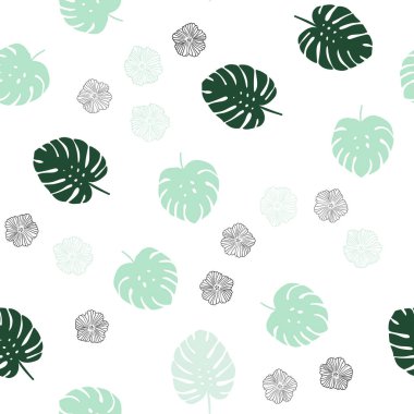 Işık yeşil vektör sorunsuz doodle doku çiçekli, yaprakları. İllüstrasyon soyut şablonundaki karalamalar ile. Tekstil, kumaş, duvar kağıtları için tasarım.