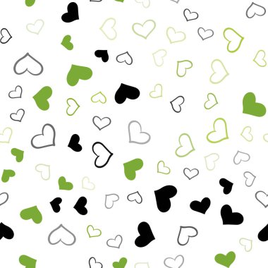 Açık yeşil, sarı vektör sorunsuz düzen tatlı yürekleri. Bulanık dekoratif Tasarım Kalpler ile doodle tarzında. Evlilik hediyeleri, tebrikler için desen.