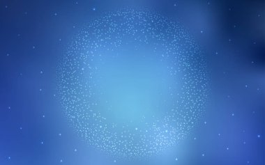Gece gökyüzünde ışık mavi vektör desenle yıldız. Glitter soyut illüstrasyon renkli kozmik yıldız ile. Kozmik arka planlar için şablon.