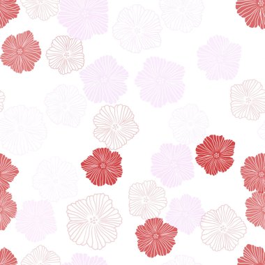 Işık kırmızı vektör sorunsuz doodle doku çiçekli. İllüstrasyon soyut doodle renkli çiçekli. Tekstil, kumaş, duvar kağıtları için tasarım.