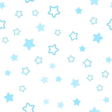 Renkli yıldız ile sorunsuz arka plan ışık mavi vektör. Bulanık arka plan gradyan ile üzerinde yıldız. Tekstil, kumaş, duvar kağıtları için tasarım.