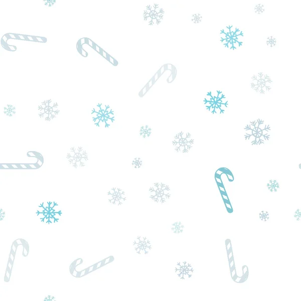 Hellblauer Vektor Nahtloser Hintergrund Mit Süßen Weihnachtslutschern — Stockvektor