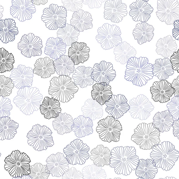 Licht Lila Vektor Nahtlosen Doodle Hintergrund Mit Blumen Abstrakte Illustration — Stockvektor