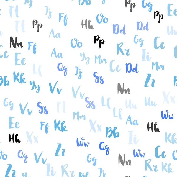 Fond Sans Couture Vecteur Bleu Clair Avec Des Signes Alphabet — Image vectorielle