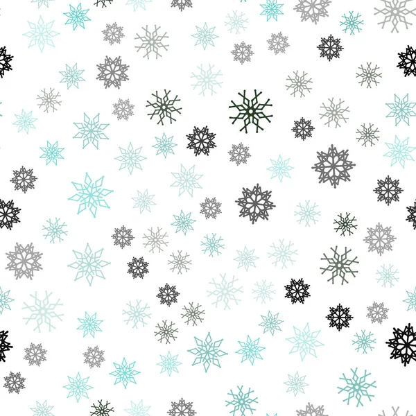 Hellblauer Grüner Vektorhintergrund Mit Weihnachtsschneeflocken Schnee Auf Verschwommenem Abstrakten Hintergrund — Stockvektor