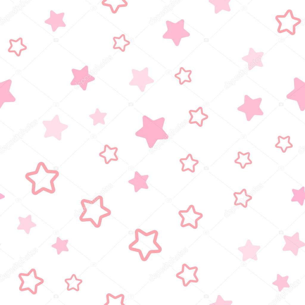 Light Pink, Yellow vector seamless template with sky stars. Modern geometrical abstract illustration with stars. Design for textile, fabric, wallpapers.