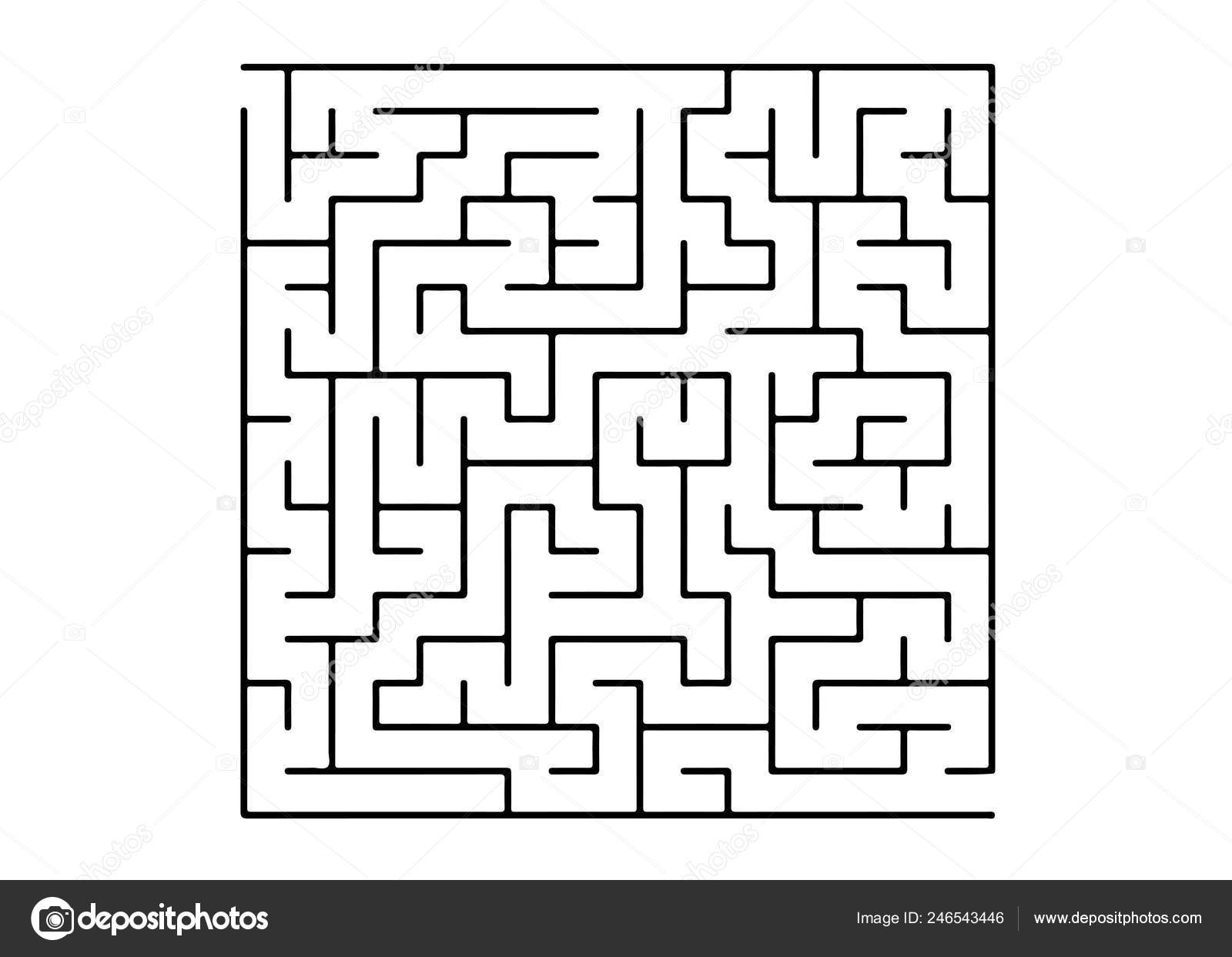 Белый Векторный Шаблон Черным Лабиринтом Головоломка Черно Белый.