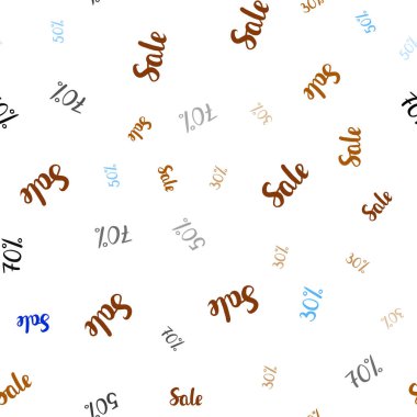 Açık mavi, sarı vektör sorunsuz arka plan ile 30, 50, %70 işaretleri satış. Soyut illüstrasyon renkli gradyan sembolleri satış ile. Reklamlar için zemin broşürler siyah Cuma.