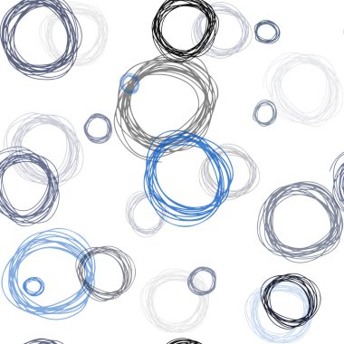 Koyu mavi daireler ile sorunsuz şablon vektör. Modern soyut illüstrasyon renkli su ile bırakır. Desen için modaya uygun kumaş, duvar kağıtları.