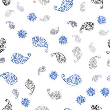 Pembe ışık, vektör sorunsuz doodle zemin yaprak ve çiçek ile mavi. Yaprak ve çiçek ile zarif bir parlak örnek. Desen tasarım kumaş, duvar kağıtları.