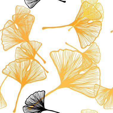 Işık sarı vektör sorunsuz doodle arka plan yaprakları ile. Yarım yamalak karalamalar ile arka plan bulanık yapraklarda. Doku pencere Panjur, perdeler için.