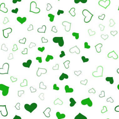 Yeşil vektör sorunsuz kapak ile kalpleri parlayan ışık. Dekoratif illüstrasyon kalp soyut şablonunda parlayan. Desen-ebilmek var olmak kullanılmış için valentine's reklam, kitapçıklar.