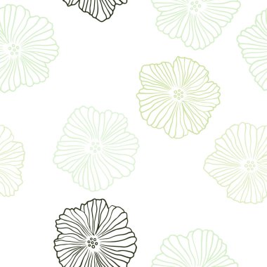 Açık mavi, yeşil vektör sorunsuz soyut tasarım çiçekli. İllüstrasyon soyut doodle renkli çiçekli. Doku pencere Panjur, perdeler için.