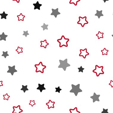 Hafif pembe, kırmızı vektör Noel yıldız ile seamless modeli. Dekoratif illüstrasyon yıldız ile soyut şablonunda parlayan. Desen tasarım kumaş, duvar kağıtları.