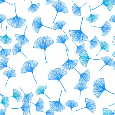 Hafif mavi vektör sorunsuz zarif duvar kağıdı yaprakları ile. Hint tarzı ile bulanık dekoratif tasarım bırakır. Desen tasarım kumaş, duvar kağıtları.