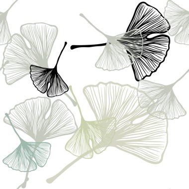 Işık yeşil vektör sorunsuz doodle düzen yaprakları ile. Bulanık tarzı ile yeni renkli resimde bırakır. Doku pencere Panjur, perdeler için.