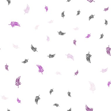 Mor ışık, vektör sorunsuz doodle düzen yaprakları ile pembe. Renkli resimde doodle tarzı yaprakları ile. Duvar kağıdı, kumaş üreticileri için modaya uygun bir tasarım.