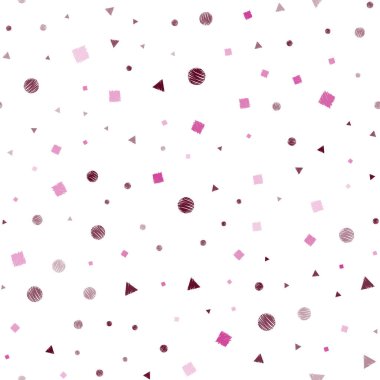 Koyu pembe daireler ile poligonal tarzı ile sorunsuz kapak vektör. Soyut illüstrasyon renkli noktalar, çizgiler, küpleri ile. Tekstil, kumaş, duvar kağıtları için tasarım.