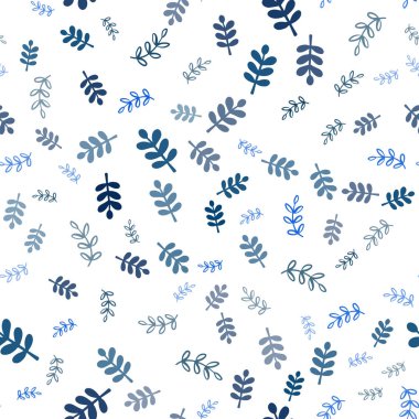 Yapraklar, dallar ışık mavi vektör sorunsuz doodle şablonu. Yaprakları doodle tarzı ile renkli soyut resimde. Tekstil, kumaş, duvar kağıtları için tasarım.