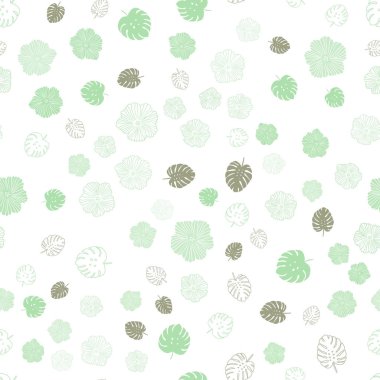 Işık çok renkli vektör sorunsuz doodle zemin yaprakları, çiçekleri ile. Yaprak ve çiçek Origami tarzı Doodle Illustration. Desen tasarım kumaş, duvar kağıtları.