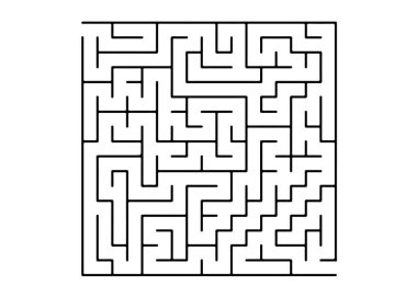 Vektör şablon siyah bir labirent ile beyaz, bulmaca. Beyaz bir arka plan üzerinde basit bir tarzda dizayn labirent. Desen boş zaman görevler, Oyunlar için.